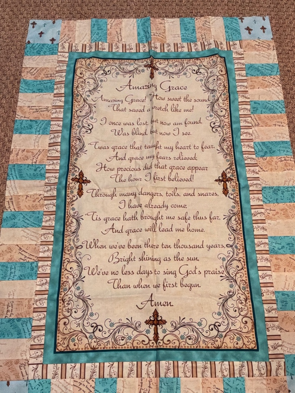 Amazing Grace Quilt Topper Partially Finished and Instructions 32.75" x 50"